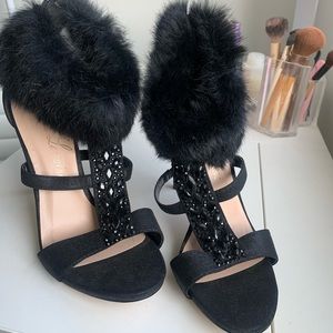 Black heels with fur BRAND NEW